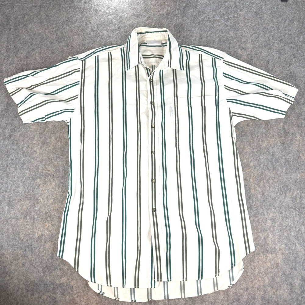 VTG Adidas Button Down Shirt Mens 15.5/39 Striped Short Sleeve Trefoil Logo 90s